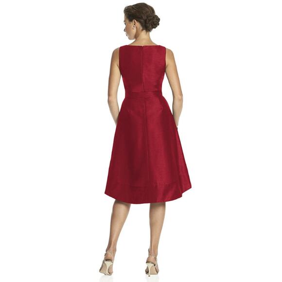 NEW! Alfred Sung Size 8 V-Neck Dupioni Dress w/pockets Barcelona $208 msrp J2-20 - Picture 2 of 10